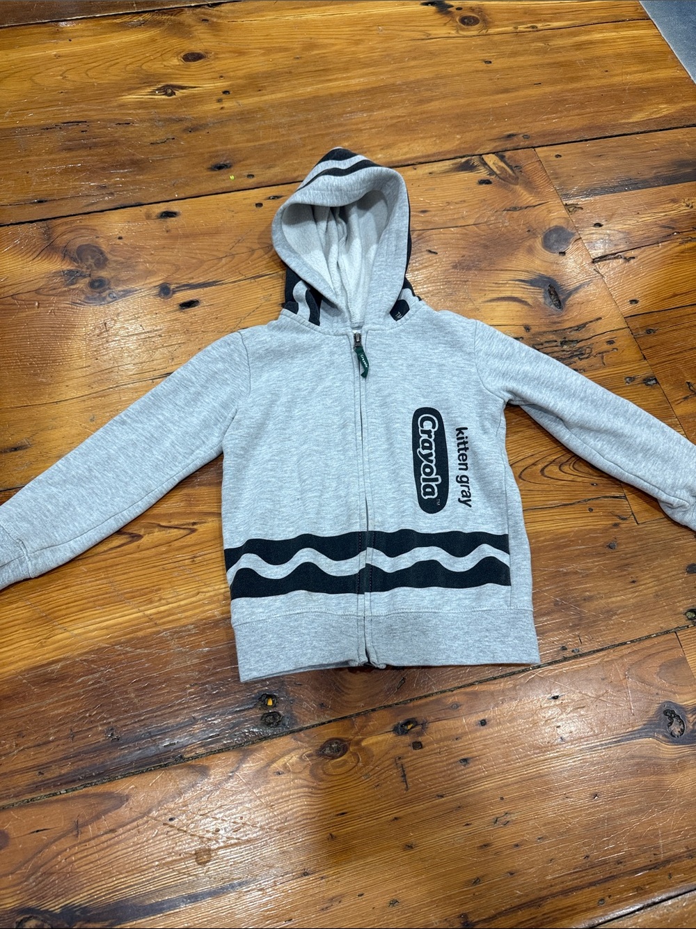 Crayola Kids Gray Zip Hoodie with Black Wave Detail